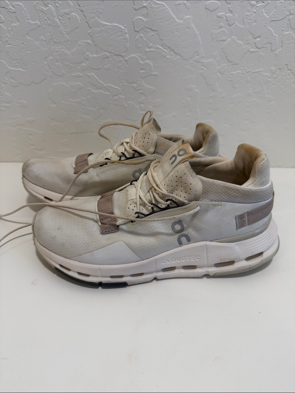 On Running Womens Athletic Shoes in Light Beige and Taupe